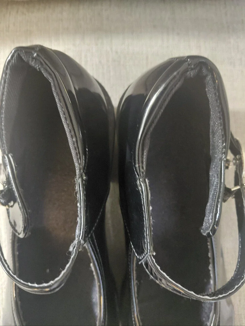 Black Patent Chunky Heel Lug Sole Mary Jane Shoes Size 10